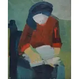 Aharon Messeg, Portrait of Woman Reading, Oil on canvas
