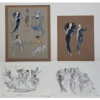 Hilary Knight, Pepe Le Moko, Watercolor and pencil on paper