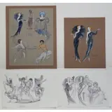 Hilary Knight, Pepe Le Moko, Watercolor and pencil on paper