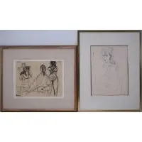 66 by Sigmunt Menkes, Two Ink Drawings: (i) Artist in Studio with Model, sold Jan 2024