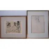 Sigmunt Menkes, 66, Two Ink Drawings: (i) Artist in Studio with Model