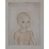 Young Child by Tsuguharu Foujita, Colored Etching, sold Jan 2024
