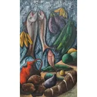 Jacques-Enguerrand Gourgue, Fresh Fish & Vegetables, Oil on canvas