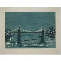 Richard Bosman, Bridge I, Woodcut in colors
