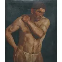 Academic Study, Study of Male Figure, Oil on canvas