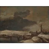 Pieter Wouwerman, A Winter Landscape with Skaters and Kolf Players, Oil on panel