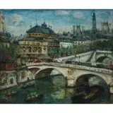 Arbit Blatas, View in Paris, Oil on canvas
