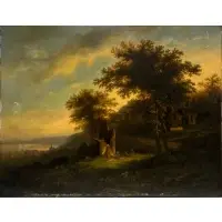 Willem Bodemann, Sylvan Landscape with Ruins, Oil on panel