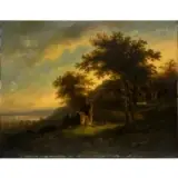 Willem Bodemann, Sylvan Landscape with Ruins, Oil on panel