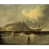 Clarkson Frederick Stanfield, After a Storm Recovering the Mast, Oil on canvas