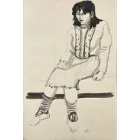 Marshall Glasier, Miss Silverstein, Pen and ink with wash on paper