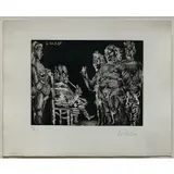Pablo Picasso, Trois Vieux Copains en Visite, Monsieur Fume, Madame Surveille, from Series 347., 1968, Aquatint on woven paper