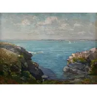 Reynolds Beal, New London Harbor, Oil on canvas