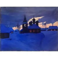 Alexandre de Shubert, Eastern European Snow Scene, Oil on canvas