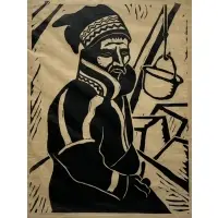 1932 by Gustav Hagemann, Portrait of Laplander, Woodblock print, sold Dec 2023