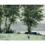 André, GISSON (FRENCH/USA.,1921-2003) Figures by the River, Oil on canvas