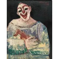 Nahum Tschacbasov, Peaceful Clown, Oil on board