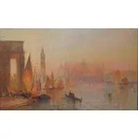View of Venice by Lucien Whiting Powell, Oil on canvas, sold Dec 2023