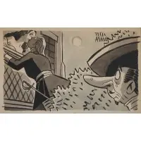 Peter Arno, Cyrano de Bergerac, Watercolor and ink on illustration board