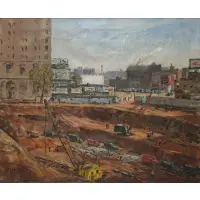 Frank C. Herbst, Building Excavation, Oil on canvas
