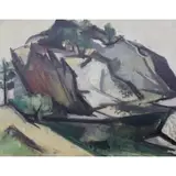 Mommie Schwartz, Gothic Rocks, Oil on board