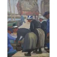 Joseph Margulies, Collecting the Tuna, Oil on board