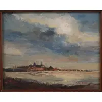 John Foote, Harbor View, Oil on board