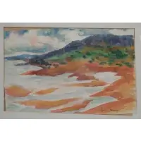 Aaron Berkman, Low Tide, Watercolor on paper