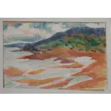 Aaron Berkman, Low Tide, Watercolor on paper
