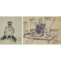 Untitled by Arbit Blatas, Lot of Two Marker on Board Drawings, sold Feb 2024