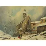 Louis-Claude Malbranche, Snow scene, Oil on canvas