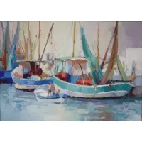 Carl Antonio Longi, Boat scene, Oil on canvas