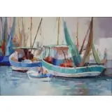 Carl Antonio Longi, Boat scene, Oil on canvas