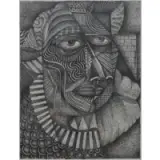 Carlos Comesanas, Cubist portrait, Ink drawing on paper
