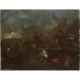 August Querfort, Calvary Skirmish, Oil on copper