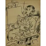 George Grosz, Self-Portrait with Dog, Lithograph