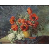 Max Theodore Streckenbach, Still-Life with Poppies, Oil on canvas