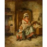 Mark William Langlois, By Mother's Side, Oil on canvas