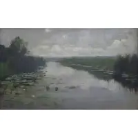 Frederick William Elwell, Bucolic Water Scene, Oil on canvas