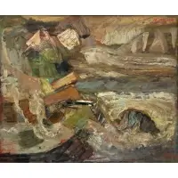 Jo Mullen, Rocky Landscape, Oil on canvas