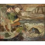 Jo Mullen, Rocky Landscape, Oil on canvas