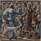 P. J. Crook, Sidewalkers, Acrylic on canvas in painted wood frame
