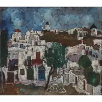 Luis Orozco, Mykonos, Greece, Oil on mansonite