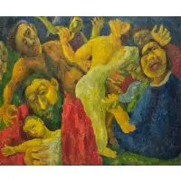 Jennings Tofel, Conflict, Oil on canvas