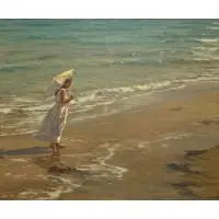 Felix Serra, Figure on the Beach, Oil on canvas