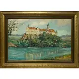 A. Blanchard, A Castle Above a River, Oil on canvas