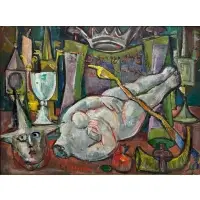 Emmanuel G. Romano, Thor With Crown and Broken Idol, Oil on board