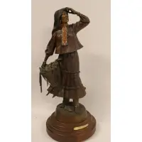 Susan Kliewer, Apache Autumn, Patinated bronze sculpture on a swivel base