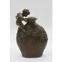 Georges-Charles Coudray, Cherub looking in a vase, Bronze