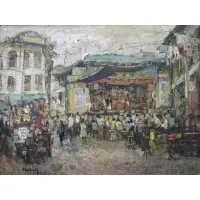 Tan Choh Tee, Street Wayang, Oil on canvas